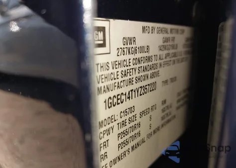 2000 Chevrolet Silverado 1500 Ls из США, поврежденный, VIN 1GCEC14T1YZ357220